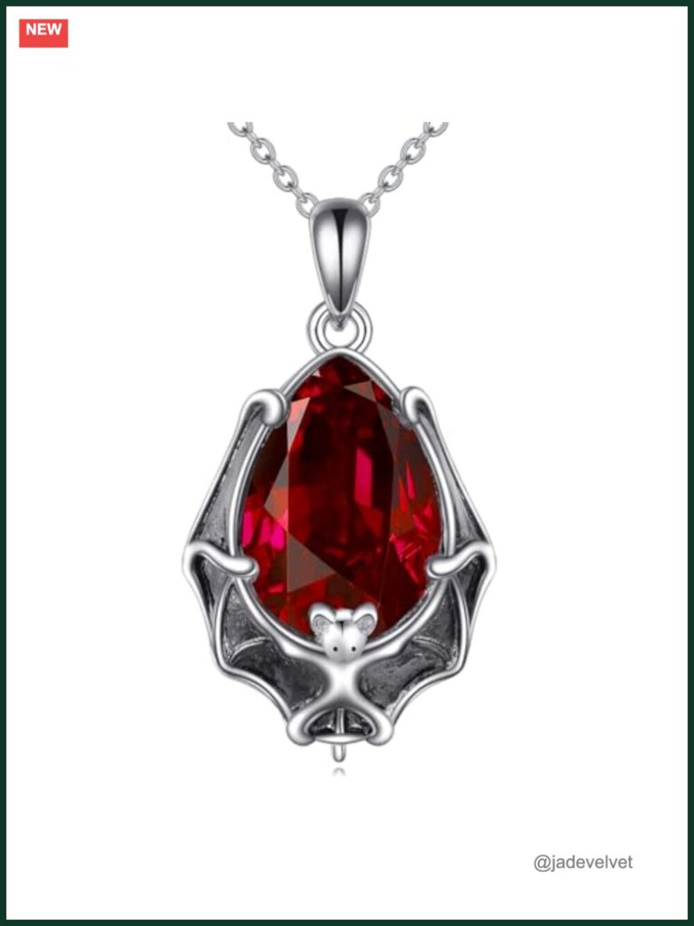 Sterling Silver Bat Necklace Gothic Pendant Cable Chain Halloween Jewelry Gift